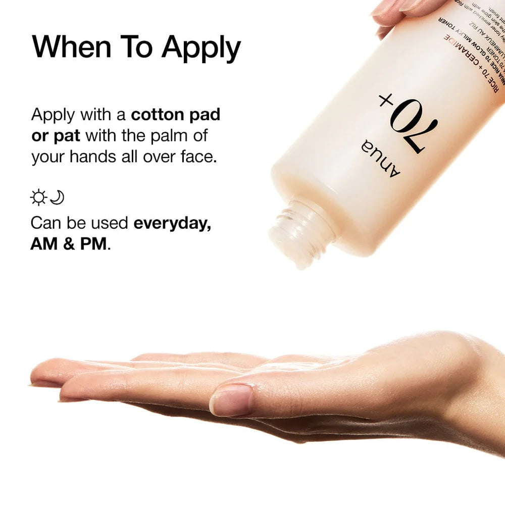 Anua Rice 70+ Ceramide Glow Milky Toner