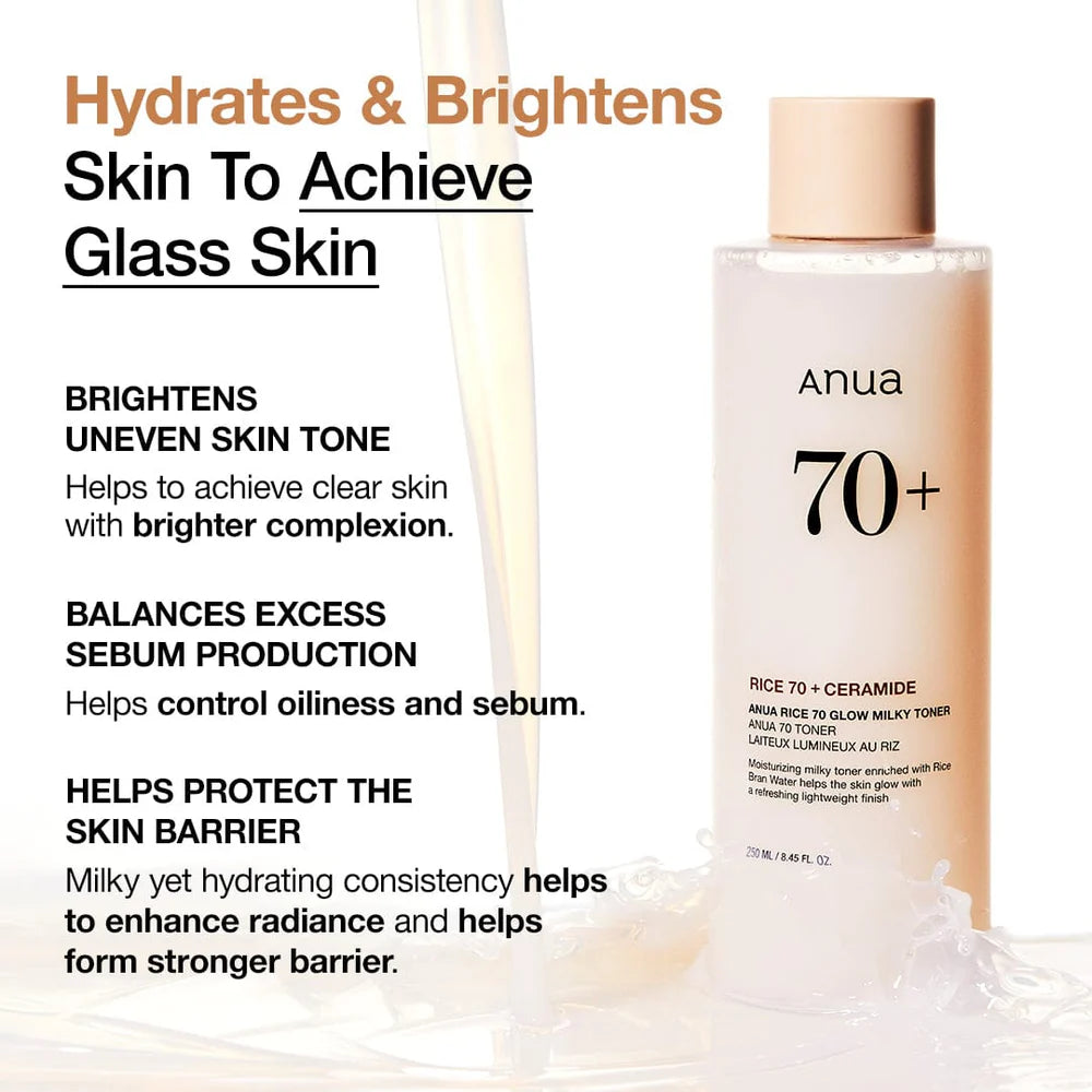 Anua Rice 70+ Ceramide Glow Milky Toner